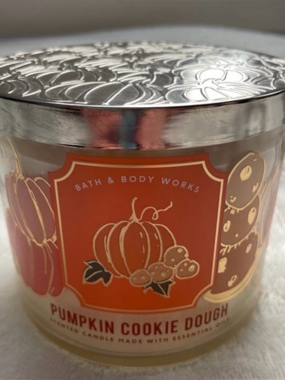 Bath & Body Works Pumpkin Cookie Dough Candle - Orange & Silver